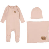 Dusty Pink Bear Applique Footie