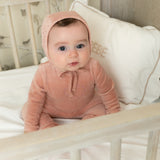 Girls Lovely Loops Velour Footie & Bonnet