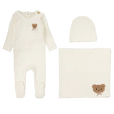Cream Bear Applique Footie