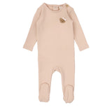 Dusty Pink Bear Applique Footie