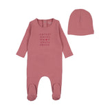 Raspberry I Love You Footie & Bonnet