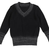 V Neck Knit Sweater with Marled Edges