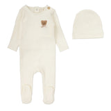 Cream Bear Applique Footie