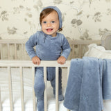 Boys Lovely Loops Velour Footie & Bonnet