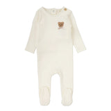 Cream Bear Applique Footie