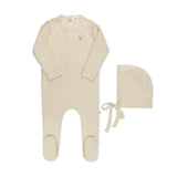 Cream Stitched Heart Footie