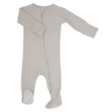 Oatmeal Ribbed Zipper Footie
