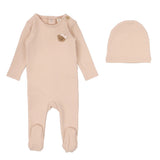 Dusty Pink Bear Applique Footie