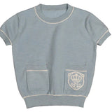 Slub knit embroidered emblem sweater