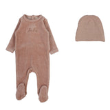 Heather Pink Velour Bebe Footie