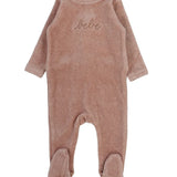 Heather Pink Velour Bebe Footie