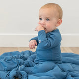 Ribbed Zipper Footie Boys