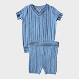 Cabled Triple Line Trim Baby Boys Set