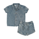 Pinstripe Printed Denim Boy Track Set