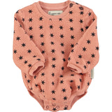 Pink Long Sleeve Romper with Black Stars