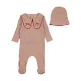 Dusty Pink Rope on Rib Footie & Beanie