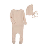 Girls Dainty Rope Pointelle Footie & Bonnet