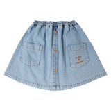 Blue Denim Skirt with Pockets