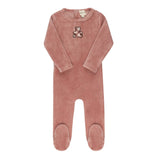 Girls Velour Plaid Bear Collection Footie
