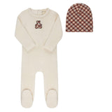Girls Velour Plaid Bear Collection Footie