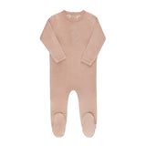 Pink Velour Center Floral Collection Footie