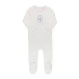 Blue Velour Center Floral Collection Footie