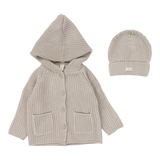 Hooded Chunky Knit Cardigan & Beanie