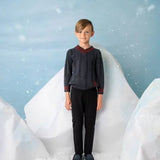 Textured Knit Sweater with Neck Stripe