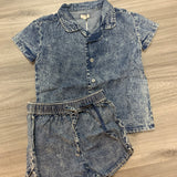 Piping Printed Denim Boy Track Set