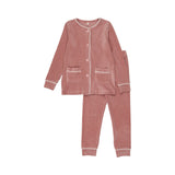 Dusty Pink Velour Piped PJs