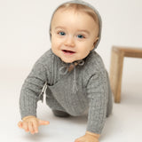 Charcoal Soft Cable Knit Outfit