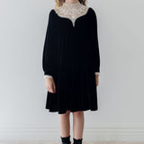 Lace Yoke Velvet Dress