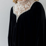 Lace Yoke Velvet Dress