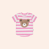 Pink Furry Huxbear Stripe Tee