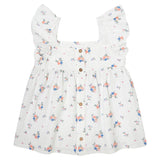 Flower Print Ruffled Short Blouse & Bloomer Set