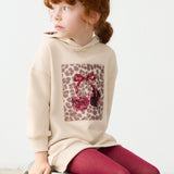 Cherry Print Fleece Hooded Sweatshirt Dress