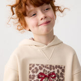 Cherry Print Fleece Hooded Sweatshirt Dress
