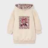 Cherry Print Fleece Hooded Sweatshirt Dress