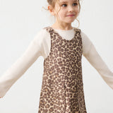 Leopard Print Twill Pinafore Dress