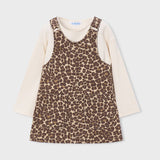 Leopard Print Twill Pinafore Dress