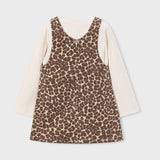 Leopard Print Twill Pinafore Dress