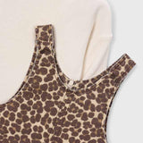 Leopard Print Twill Pinafore Dress