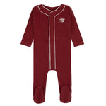 Noggi Girls Bamboo Button Down Footie in Burgundy