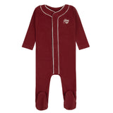 Noggi Girls Bamboo Button Down Footie in Burgundy