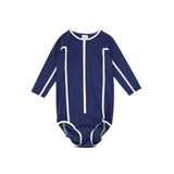 Contrast Half Zip LS Swimsuit and Skirt