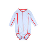 Contrast Half Zip LS Swimsuit and Skirt