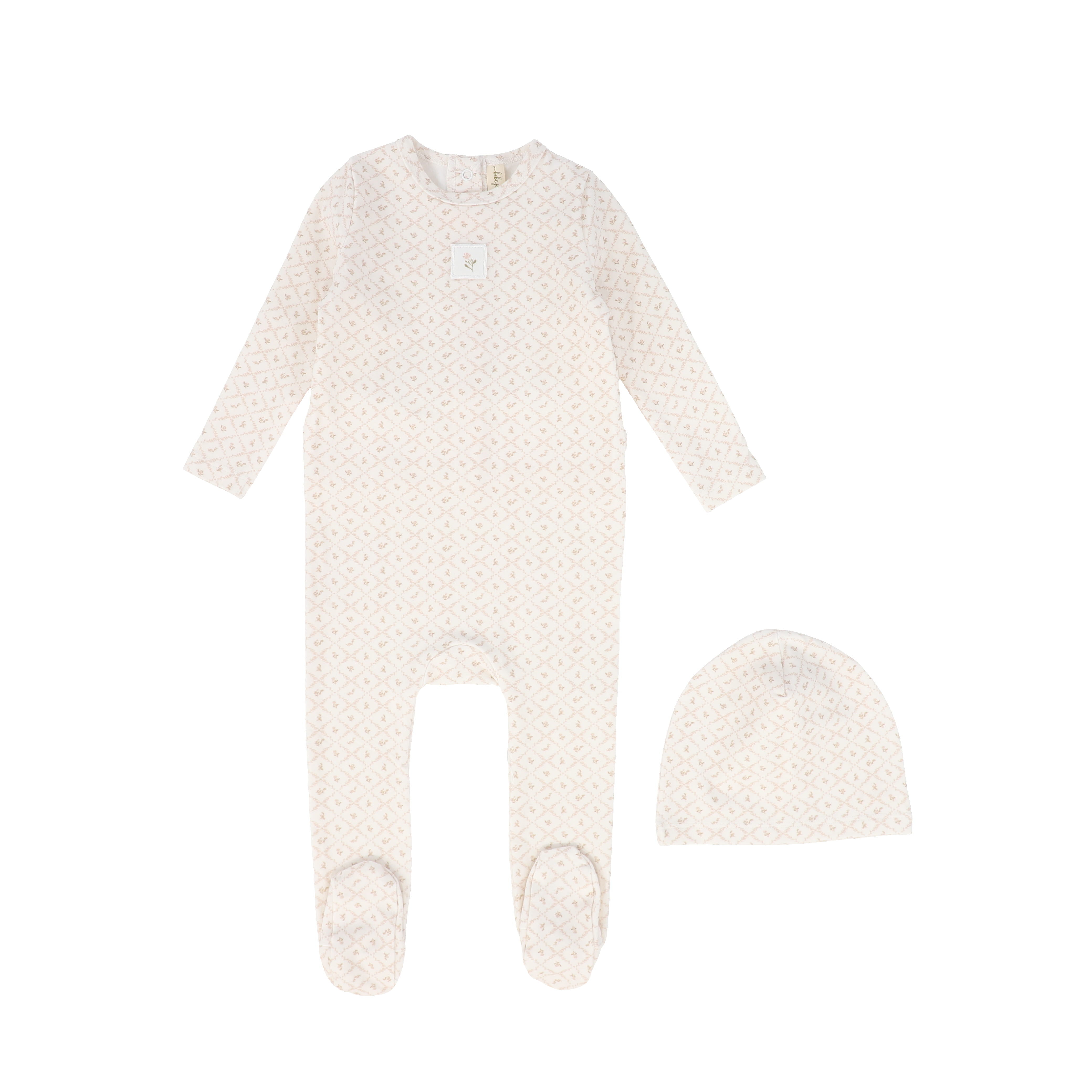 Bebe Jolee Pink Floral Lattice Footie