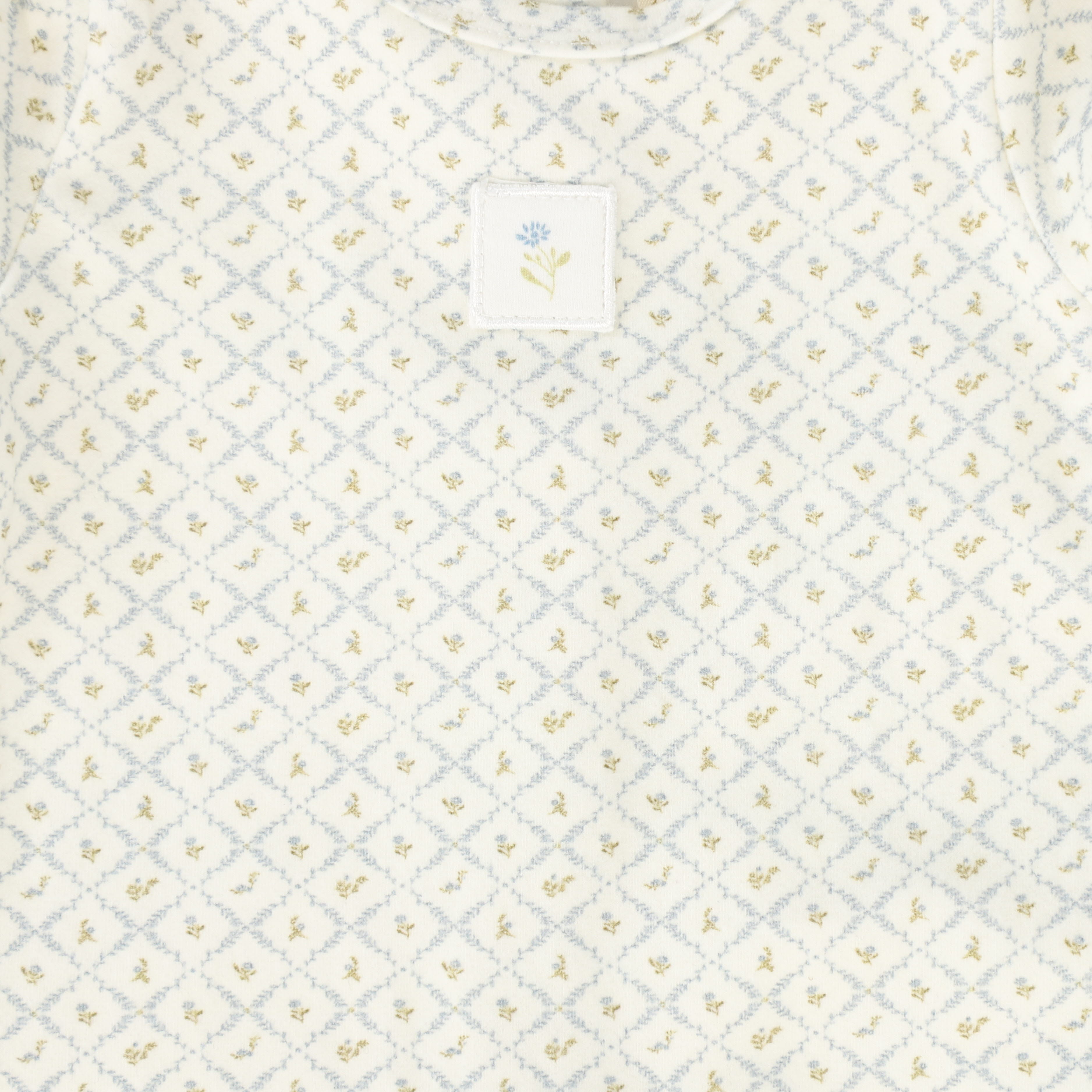 Bebe Jolee Light Blue Floral Lattice Footie
