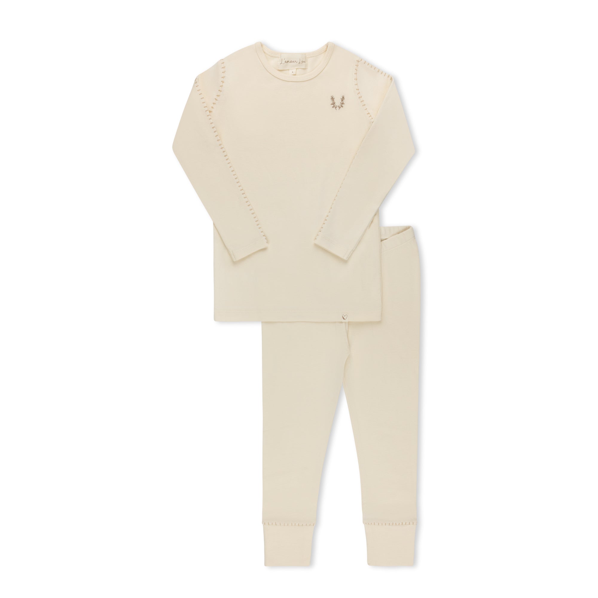 Cream Stitched Vine Pajama