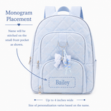 Bow Print Quilted Large Backpack with Charm